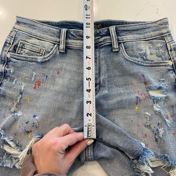 Judy Blue Mid-Rise Rainbow Paint Splash Jean Shorts Size Small - Picture 5 of 7